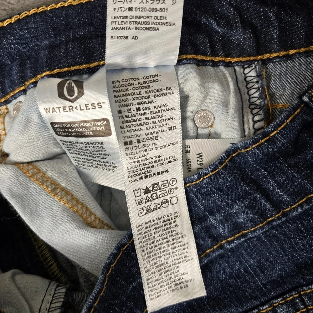 Levis 502 Jeans Mens 29x30 (Fits 29x28) Dark‎ Wash Blue Denim Taper Fit Outdoors